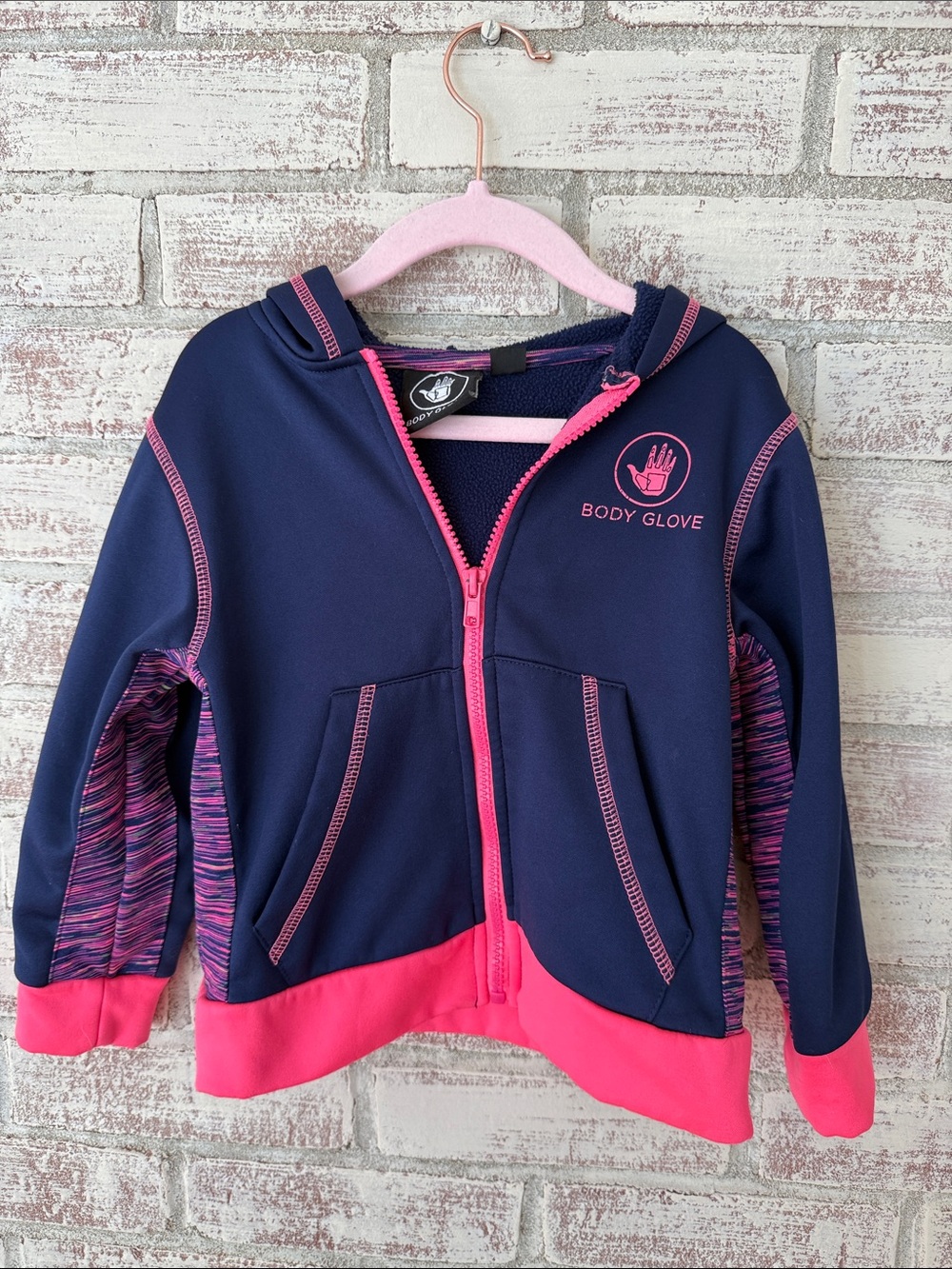 Body Glove Navy and Pink Girls' Zip Hoodie